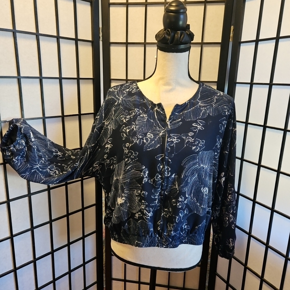 Chico's Midnight Blue Floral Top